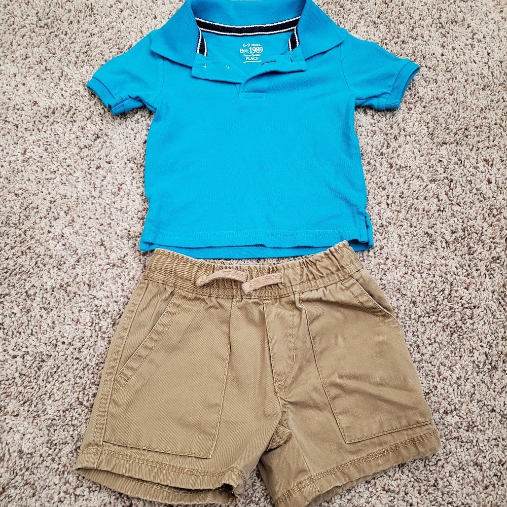 Children's Place boys outfit polo shorts 6-9 month